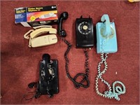 (4) VINTAGE WALL & DESK PHONES & WACO BATTERY
