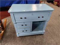 PAINTED BLUE WOODEN HUTCH STYLE CABINET