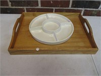 Wooden Serving Tray with Veggie Tray