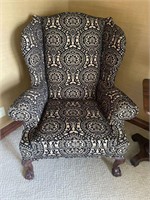 Custom Queen Anne Wingback Velvet Black/Tan Chair