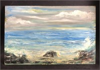 Walfert? Seascape Shoreline Oil on Masonite