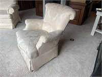 Ivory Upholstered Roll-Arm Accent Chair Baker Furn