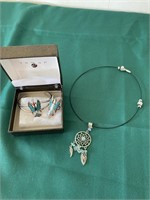 Turquoise bracelet and ring with necklace