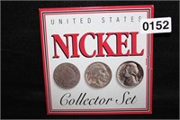 NICKEL COLLECTOR SET 3 COINS 1905 V, 1936 BUFFALO,