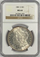 1881-S Morgan Silver Dollar MS-64