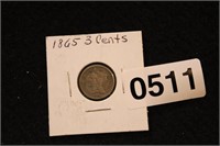 1865 3 CENT PIECE NICKEL (1) COIN