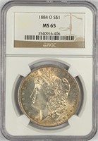 1884-O Morgan Silver Dollar MS-65 Beautiful Toning