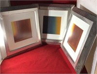 3 heavy duty silver frames matted prints