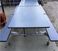 Cafeteria style table with drop down benches