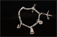 Vintage Sterling Silver Sewing Charms Bracelet