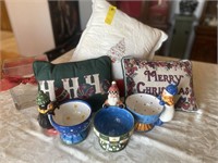 Assorted Christmas Pillows, Cheese Dishes & More