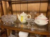 Cut Glass Footed Bowl, Cross, Ring Dish & More