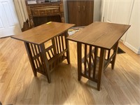 Set of 2 Wood Side Tables w/Magazine Rack