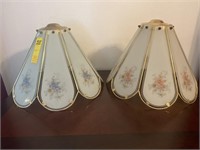 Set of 2 Lamp Shades (Glass & Brass)
