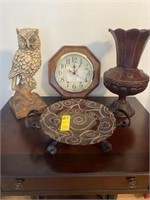 Owl, Vase, Clock, Decorative Plate w/Holder