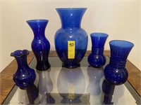 5-Assorted Blue Vases
