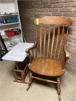 Wood Rocking Chair, Side Table w/Magazine Rack