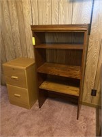 Wood Bookshelf & Filing Cabinet