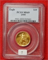 1999 $10 Gold Coin PCGS MS69