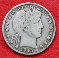 1915 D Barber Silver Half Dollar