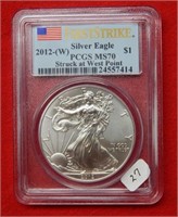 2012 (W) American Eagle PCGS MS70 1 Ounce Silver