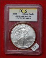 2005 American Eagle PCGS Gem BU 1 Ounce Silver
