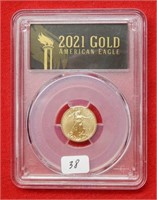 2021 $5 Gold Eagle PCGS MS70 Type I 1st Day Issue