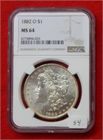 1882 O Morgan Silver Dollar NGC MS64