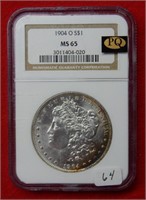 1904 O Morgan Silver Dollar NGC MS65