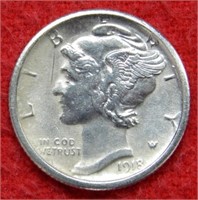 1918 S Mercury Silver Dime