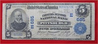 1902 $5 First National Bank of Pittsburgh, PA #685