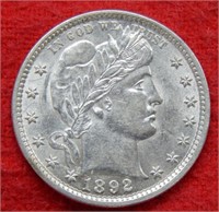 1892 Barber Silver Quarter