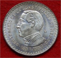 1957 Mexico Silver Peso "Constitution"