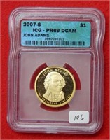 2007 S Adams Golden Dollar ICG PR69 DCAM