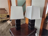 Pair of Lamps.  26.5H. Square shape