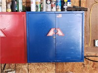 Blue metal cabinet 27x30x12.5" contents included