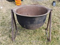 Large Cast iron cauldron with stand