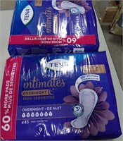 2 packs of Intimates overnight pads