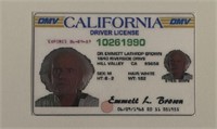 Back to the Future prop license- Dr. Emmett Brown