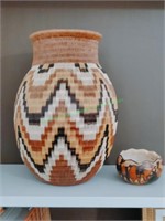 Native American Basket & Decorative Gourd Bowl