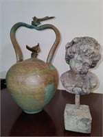 Pottery Vase & Composite Figural Head