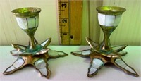 Brass and Mother of Pearl candle sticks