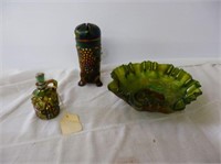 Group of 3 Carnival items-tall hatpin holder 6 1/2