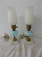 Pair of French Persian Blue Coin Dot lamps