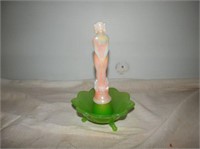 One-Sm Jadeite flower bowl with iridescent Lady