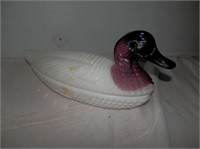 One-Amethyst Head and White Duck Covered Dish
