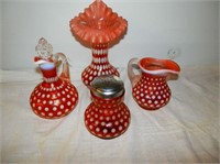 Group of 4-Cranberry Polka Dot items