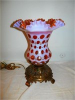 One-Ornate Cranberry Coin Dot Fluted Shade