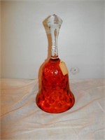 One Lg Cranberry Glass Bell w/ clear glass handle