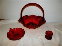 Group of 3 Red Glass items